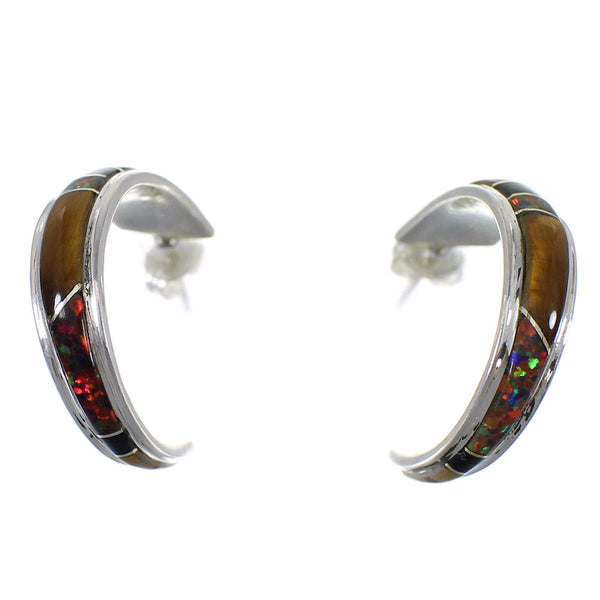 Multicolor Genuine Sterling Silver Post Hoop Earrings RX65646